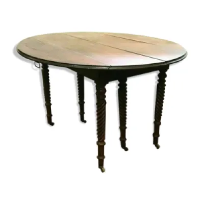 Table a battant Louis Philippe Table six pieds torsades Acajou Cuba XIX siècle