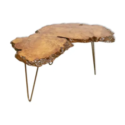 Table basse de table d'appoint en tronc d'arbre vintage