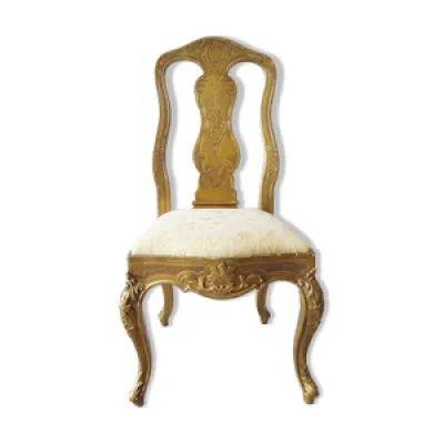 Chaise baroque dorée, chaise en bois plaquée or louis xiv.