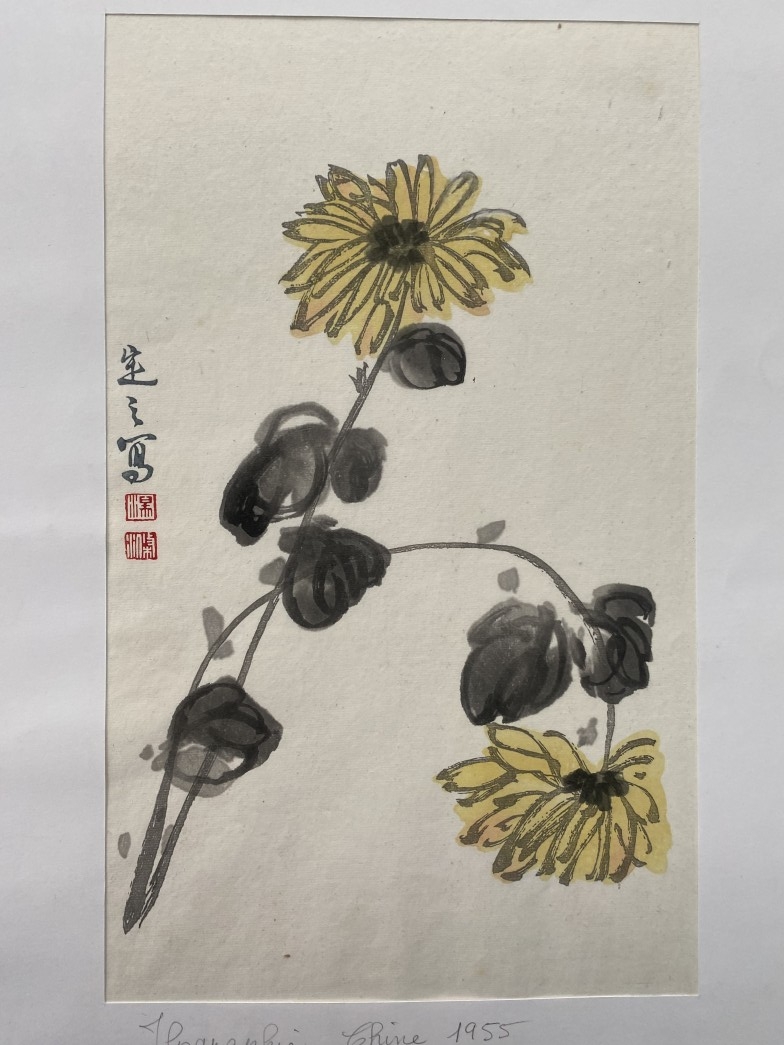 Tang dingzhi  Chrysanthèmes  Gravure sur bois