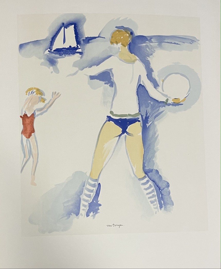 Kees Van Dongen,1966 original lithograph untitled Woman on the Beach