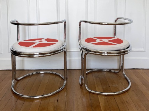 Gae Aulenti, chrome steel armchairs(6)