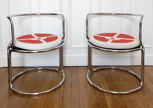 Gae Aulenti, chrome steel armchairs(2)