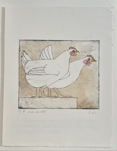 Lalanne (1927-2008) The Hen, unique watercolored trial(2)