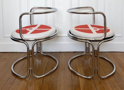 Gae Aulenti, chrome steel armchairs(4)